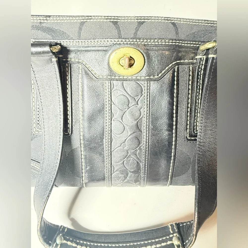 COACH Black Hampton Caryall Signature C Satchel Bag